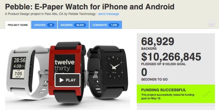The famous Pebble Watch kickstarter