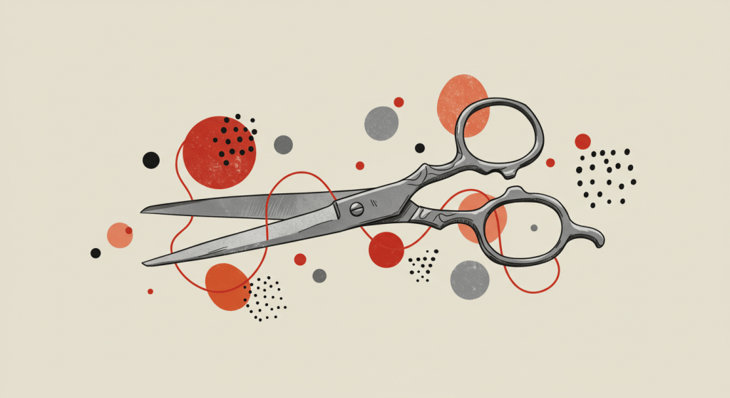 Scissors and abstract shapes representing FinOps